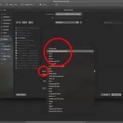 Wybieranie formatu "Format dużego dokumentu" w Photoshopie, jak post scriptum skrót do zapisania pliku.