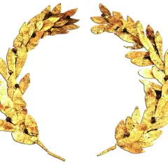 Złoty wieniec laurowy, symbol triumfu i natchnienia. Poeta prosi Apollina o inspirację, by stworzyć dzieło godne wiecznej chwały.