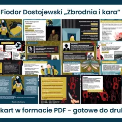 Plan wydarzeń "Zbrodni i kary" Dostojewskiego: od zbrodni Raskolnikowa, przez jego walkę z sumieniem, po odkupienie dzięki Soni.