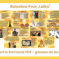Lalka - powieść Bolesława Prusa, ukazująca społeczeństwo Warszawy końca XIX wieku. W tle wieża Eiffla, symbol postępu.