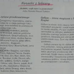 Notatki z lektury "Hobbit, czyli tam i z powrotem". Opis Golluma, jego pochodzenia i cech.