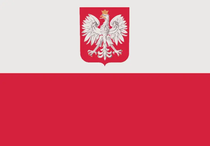 Flaga Polski z godłem. Biały orzeł na czerwonym tle. Symbol wolności i dumy, inspiracja do hymnu do miłości ojczyzny interpretacja.