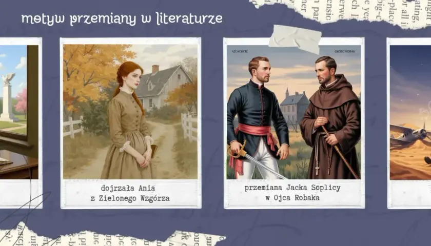 Młody mężczyzna, dojrzewająca Ania, przemiana Jacka Soplicy w Ojca Robaka i Mały Książę z pilotem – motywy przemiany w literaturze.