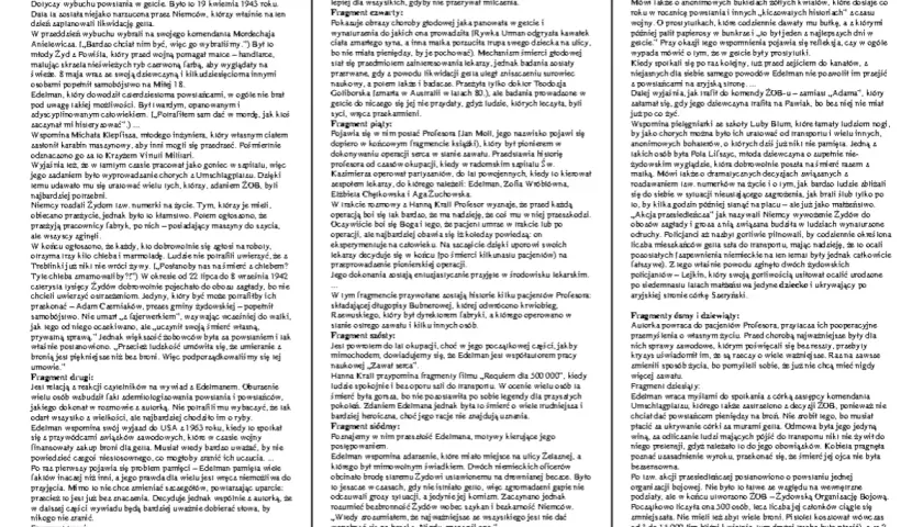 Hanna Krall opowiada o powstaniu w getcie, o bohaterach i ich wyborach, o tym, jak trudno było zdążyć przed panem bogiem, gdy życie wisiało na włosku.