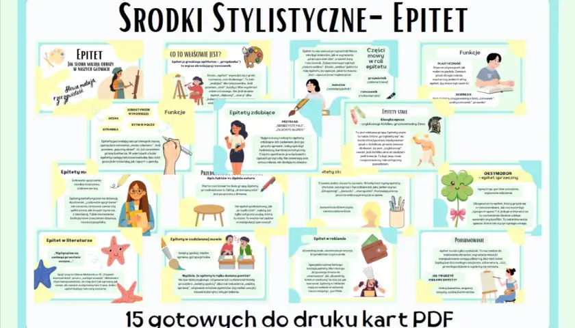Epitet to słowo, które dodaje kolorytu i znaczenia, jak "zielona trawa" czy "szybkonogi Achilles". Pozwala malować słowami, wyrażać emocje i przekonywać.