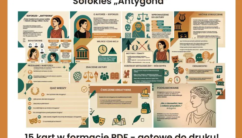 Budowa tragedii antycznej: Sofokles, Antygona - bohaterowie, motywy, streszczenie, quiz wiedzy i ćwiczenia kreatywne.
