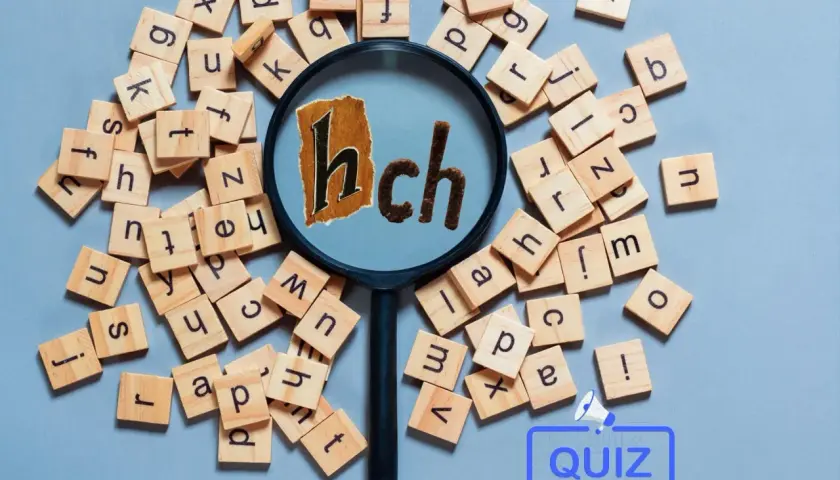Litery na drewnianych klockach tworzą chałas, ale pod lupą widać słowo "hch". Quiz!