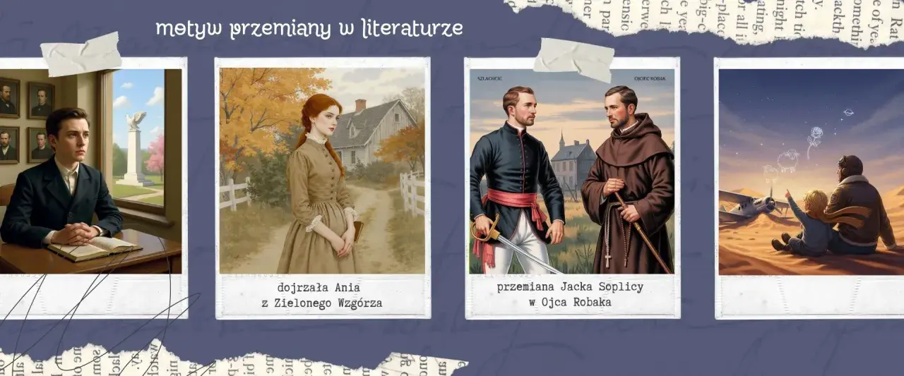 Młody mężczyzna, dojrzewająca Ania, przemiana Jacka Soplicy w Ojca Robaka i Mały Książę z pilotem – motywy przemiany w literaturze.