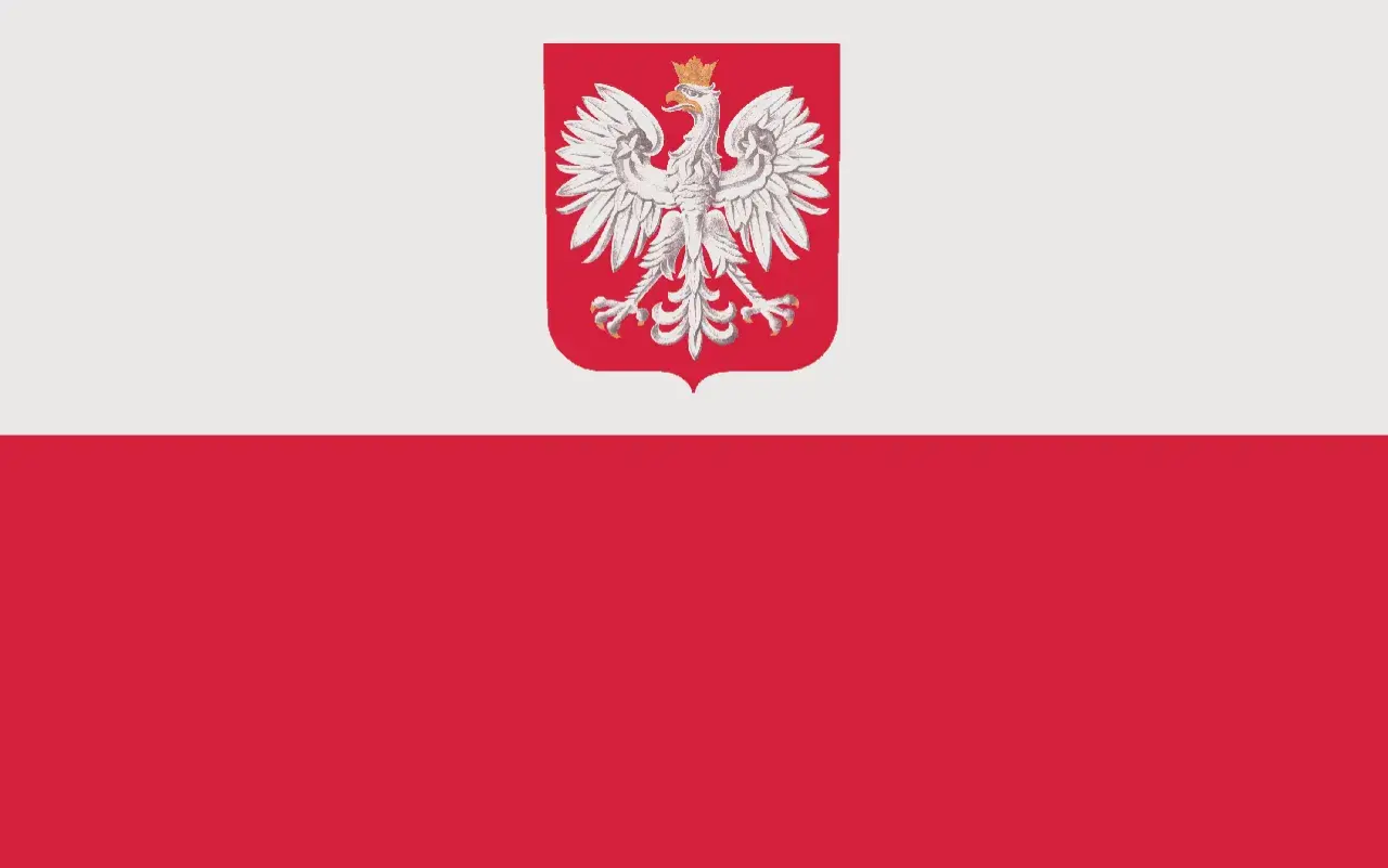 Flaga Polski z godłem. Biały orzeł na czerwonym tle. Symbol wolności i dumy, inspiracja do hymnu do miłości ojczyzny interpretacja.